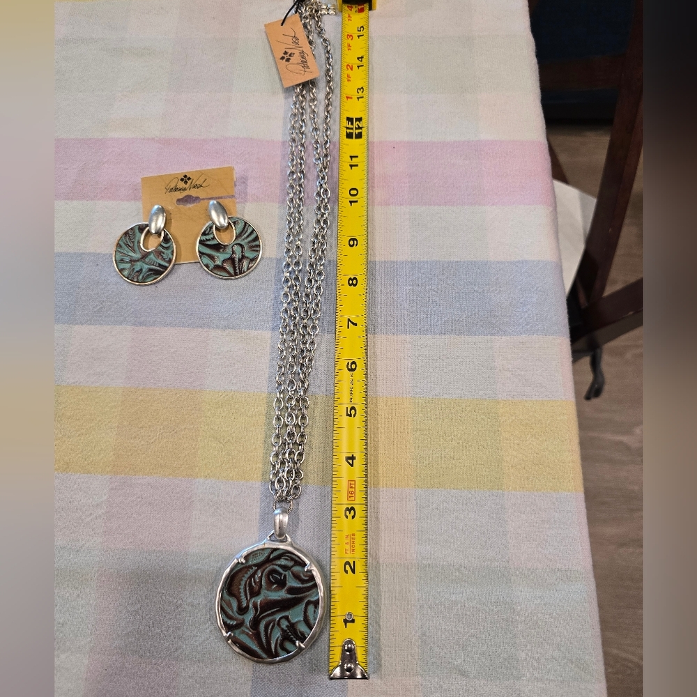Patricia Nash Silver and Turquoise Necklace and Earring Set